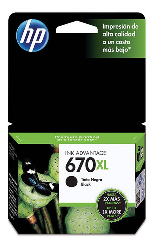 Cartucho De Tinta Hp 670xl Negro Original (cz117al)