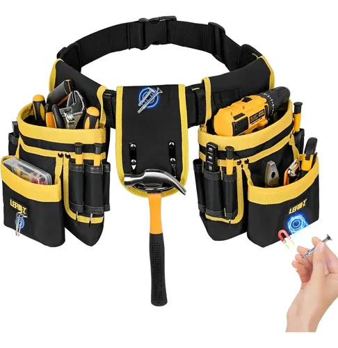Cinto Bolsa De​ Ferramentas Profissional Ajustável 26 Bolsos Amarelo