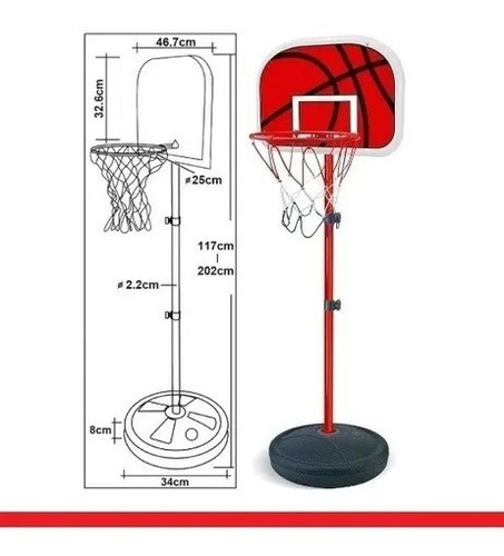 Imagem 5 de 8 de Cesta De Basquete Infantil Regulável Até 202cm Com Bola