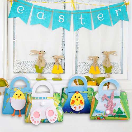 Bolsa De Dulces De Pascua Portátil Diy Tote Snacks Conejo B