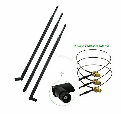 3 Rp-sma Dual Band 9dbi Antena 3 U.fl Mod Para D-link Dir-65