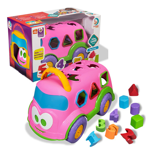 Brinquedo Encaixe Infantil Interativo Baby Land Dino Escolar Cor Rosa