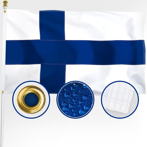 Xifan Bandera Finlandesa De Nailon Premium De 3 X 5 Para Ext