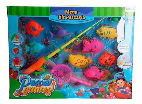 Kit Pescaria De Brincadeira Com 10pçs Etitoys - Brinquedo