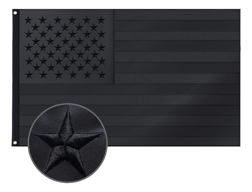 Bandera Americana Totalmente Negra De 3 X 5 Pies, Opaca, Bor