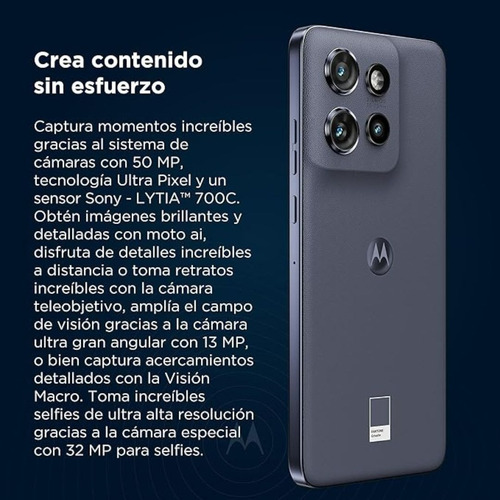 Celular Motorola Moto Edge 50 Neo 5g 256gb 8gb Ram Dual Sim Certificación Militar Ip68 Nfc Con Cargador Y Funda Color Gris
