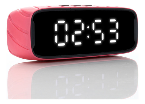 Parlante Bluetooth Inalámbrico Relojalarma Tipo Espejo Rojo