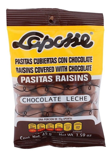 Pasitas Cubiertas Con Chocolate Laposse Con 45 G