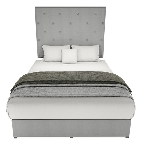 Cama clásica Cima Toscana individual color gris fabricada en lino