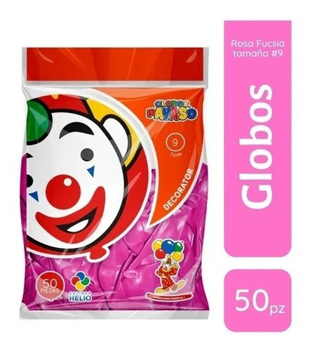 Bolsa De Globos Payaso 50pz Fucsia Para Decorar Latex 9