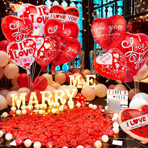 Globos De Corazon Rojos Con Frases De San Valentin 12 Piezas