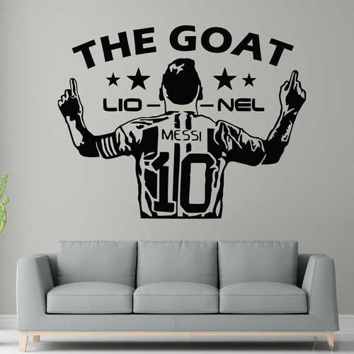 Vinilo De Corte Pared Leo Messi The Goat 80x60cm