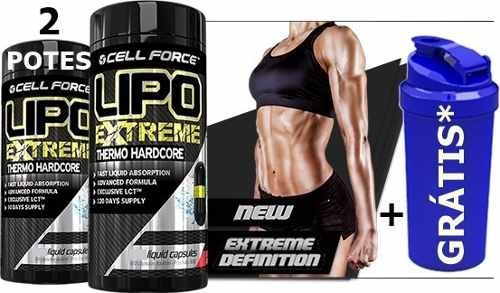 2 Potes Lipo Extreme + Coqueteleira Grátis + Frete Grátis