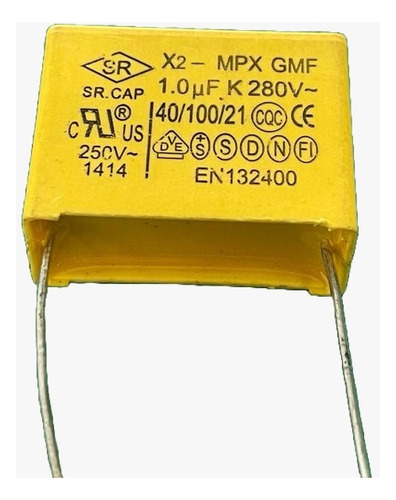 1x Capacitor Poliester 1uf/280v X2 Supressor 10% 23mm