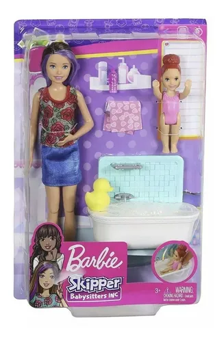 Barbie Skipper Niñera Hora De Baño Mattel Fxh05 Muñeca