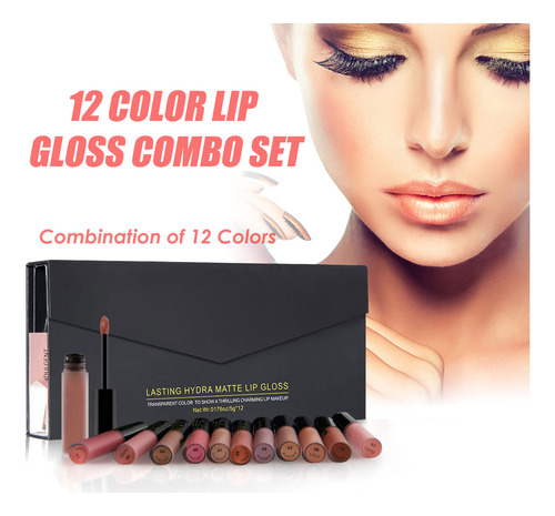 Set Combinado De Lápiz Labial, Color Y Brillo, No Se Decolor