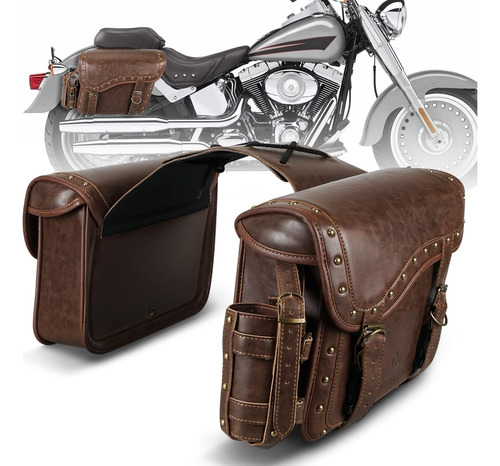 Alforjas Para Moto Nicecnc, Color Marron, 2 Unidades