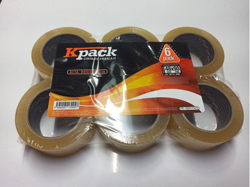 Cinta Transparente Para Embalaje Kpack 6 Rollos 4.8cmsx90mts