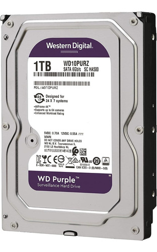 Disco Duro Wd Purple Dvr Nvr 1tb Sata3 64mb 5400rpm Acme  