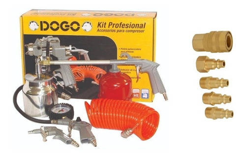 Kit Set Para Compresor 5 Piezas Dogo + Acoples Rapido Aire