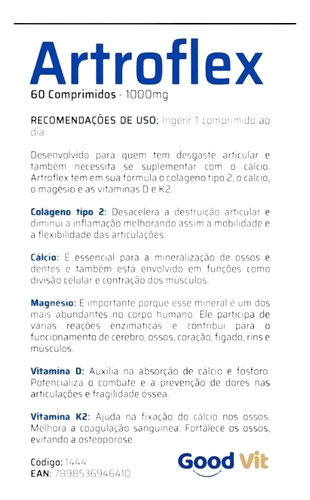 Artroflex Dores Nas Juntas Restauração Articulares 60 Cáps