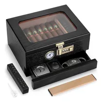 Comprar Humidor De Escritorio Con Higrometro Frontal P\u002F 35 Cigarros