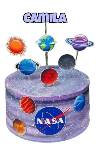 Toppers Cake Adorno Para Torta Astronauta Planetas