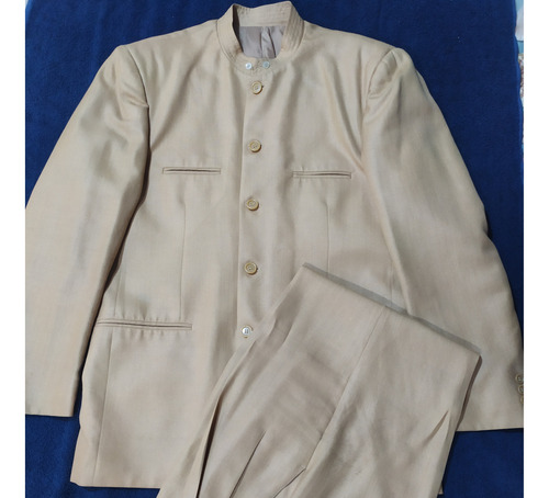 Traje Formal Liqui Liqui De  Lino Ocre Talla 40 Caballero