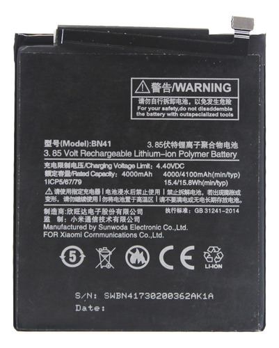 Bateria Para Xiaomi Redmi Note 4 Global 4x Bn41 4100 Mah