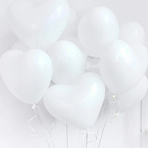 Globos Forma Corazon Latex H-10 Bolsa Con 50 Para Helio Amor Color Blanco