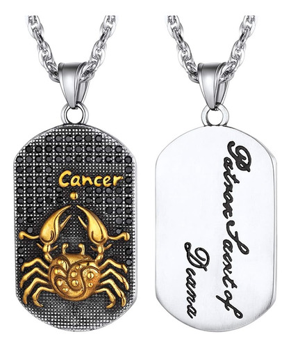 Colgante Richsteel Cancer Dog Tag Con Cadena De Acero Collar