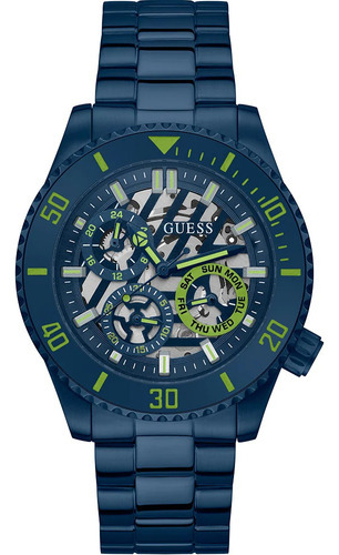 Reloj Guess Axle Gw0488g4 Hombre Multifunción Cuarzo Color De La Malla Azul Color Del Bisel Azul Verde Color Del Fondo Blanco/verde/azul