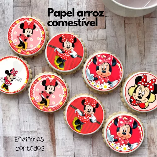 Papel De Arroz Comestivel Para Bolo Minnie Vermelha