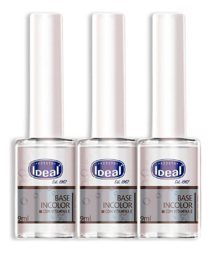 Ideal Esmalte Base Incolor Com Vitamina E 9ml - 3 Unidades