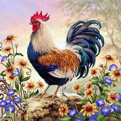 Skryuie Diy 5d Pintura Diamante Numero Kits Flor Gallo Arte