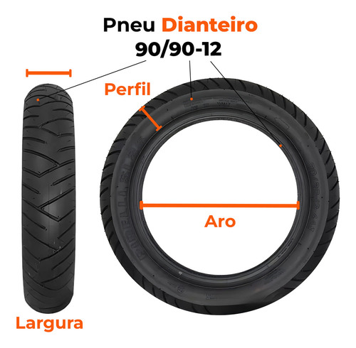 Par Pneu Elite125 90-90-12 Sl26 + 100-90-10 S1 Sem Câmara