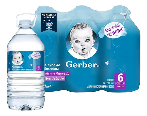 Agua Embotellada Nestlé Gerber 6 Piezas De 4 Lt C/u