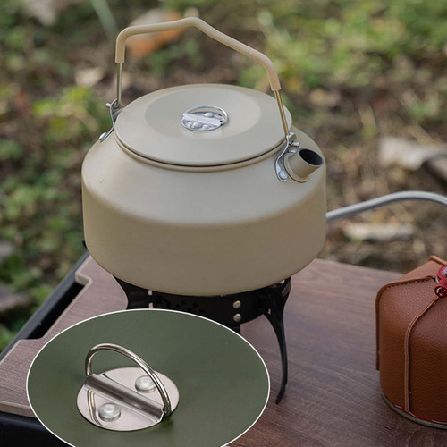 Tetera De Aluminio Portátil Para Aventuras Al Aire Gris