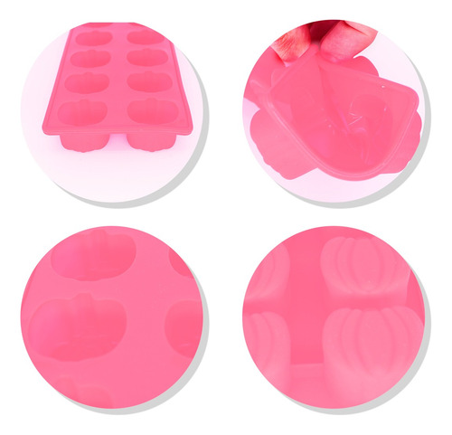 Imagem 5 de 7 de Forminha De Silicone Rosa Para Gelo Picole Desenho Abobora