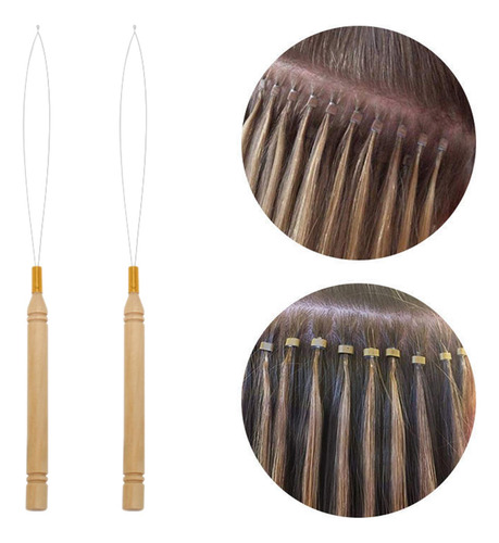 2x Loop Threaders Extensão Do Cabelo Threading Ferramenta