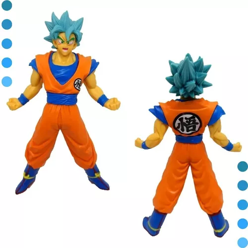 Kit 3 Boneco Dragon Ball Z Goku Super Sayajin Cabelo Azul em