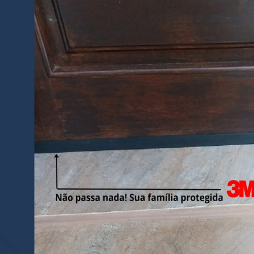 Veda Portas, Portões E Janelas 4,0 Cm Altura, Evita Entrada De Insetos, Animais Peçonhentos, Agua Da Chuva, Poeira, Proteção Acústica, Borracha Preta E Adesivo 3m Do Brasil Vedapratic 3 Metros