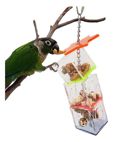 Caja De Forraje Colgante Para Pájaros, Juguete Multicapa Par