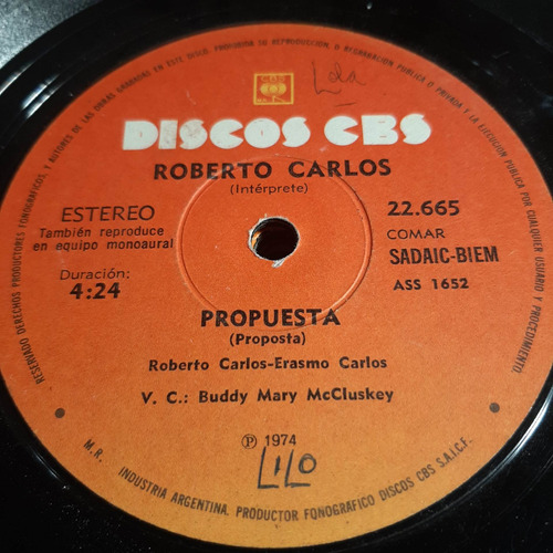 Simple Roberto Carlos Discos Cbs 22665 C26