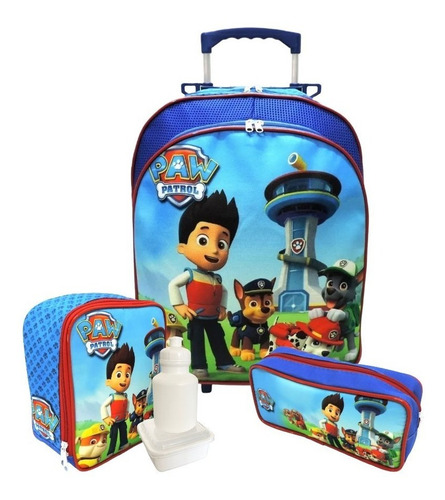 Kit Mochila Patrulha Canina Rodas G Paw Patrol Lancheira F5