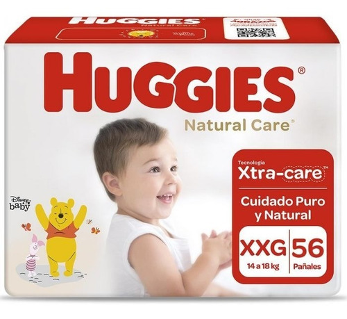 Pañales Huggies Natural Care 112 Unidades Talla Xg