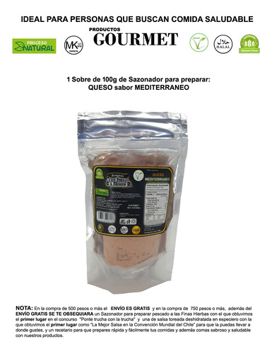 Especias Para Darle Sabor Al Queso Mediterráneo 60g Natural