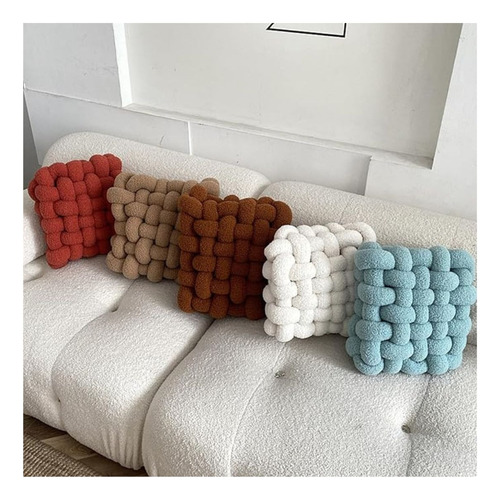 Cojín Decorativo Trenzado Cojin Cuadrado Para Silla Sofa Gris Trenzado
