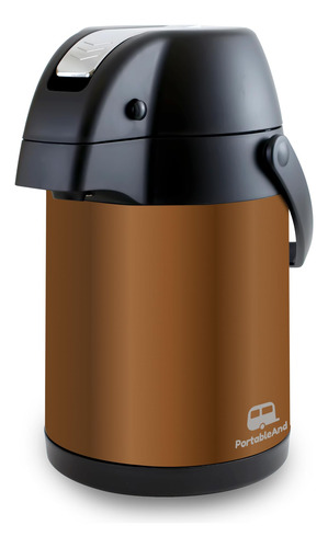 Jarra De Café Aislada Al Vacío, 3l, Bomba, Acero Inoxidable.