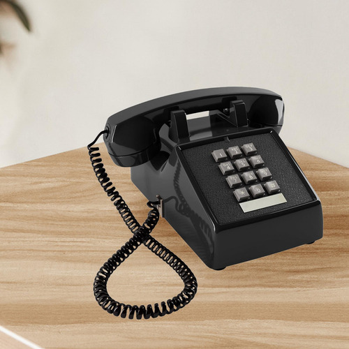 Adorno De Teléfono Con Cable Para Mesa Con Control De Negro